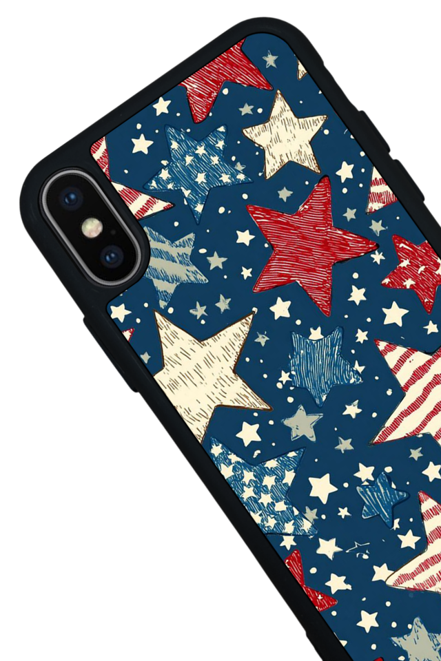 iPhone X/ XS Uyumlu Retro Yildizlar Tasarımlı Glossy Premium Kılıf