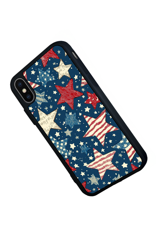 iPhone X/ XS Uyumlu Retro Yildizlar Tasarımlı Glossy Premium Kılıf