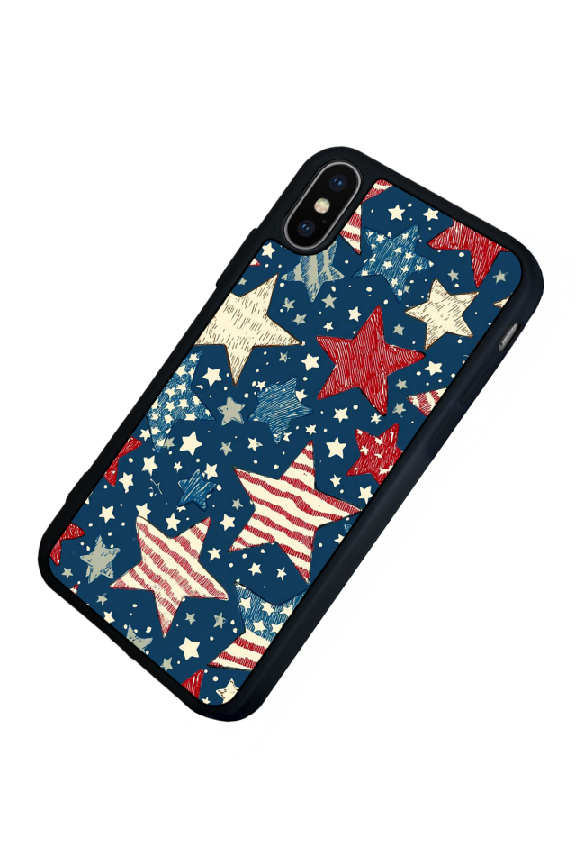 iPhone X/ XS Uyumlu Retro Yildizlar Tasarımlı Glossy Premium Kılıf
