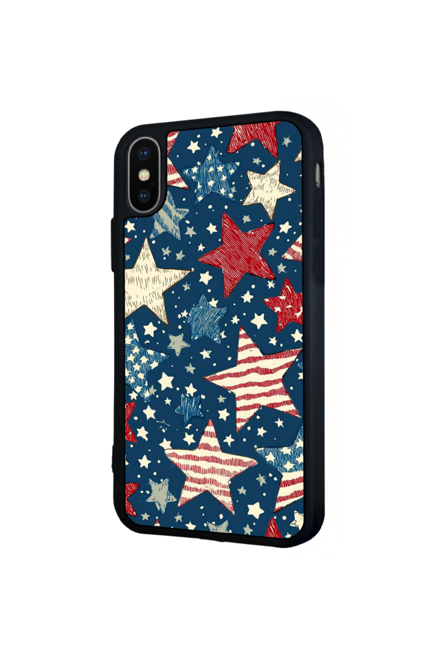 iPhone X/ XS Uyumlu Retro Yildizlar Tasarımlı Glossy Premium Kılıf