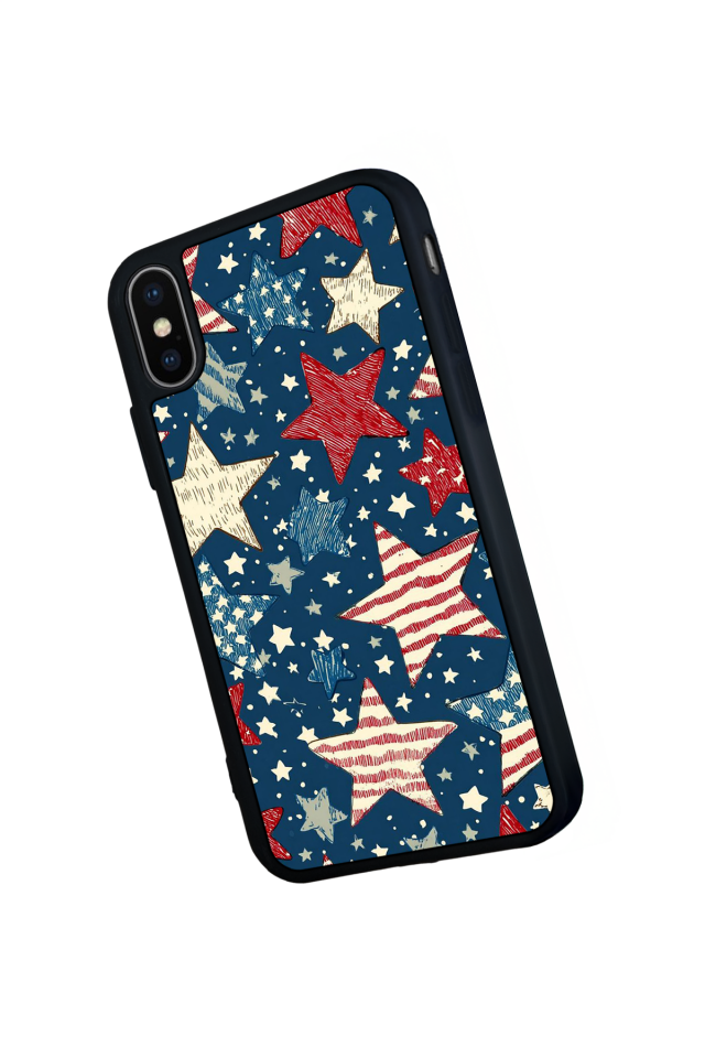 iPhone X/ XS Uyumlu Retro Yildizlar Tasarımlı Glossy Premium Kılıf