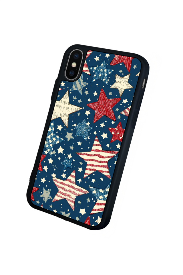 iPhone X/ XS Uyumlu Retro Yildizlar Tasarımlı Glossy Premium Kılıf