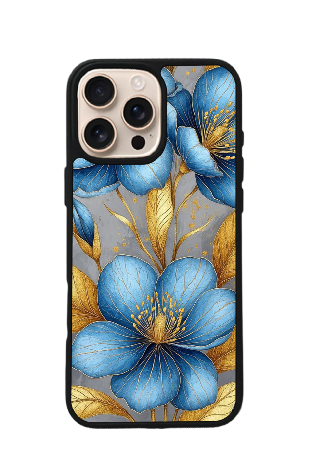 iPhone 14 Pro Max Uyumlu Yaldizli Cicek Tasarımlı Glossy Premium Kılıf