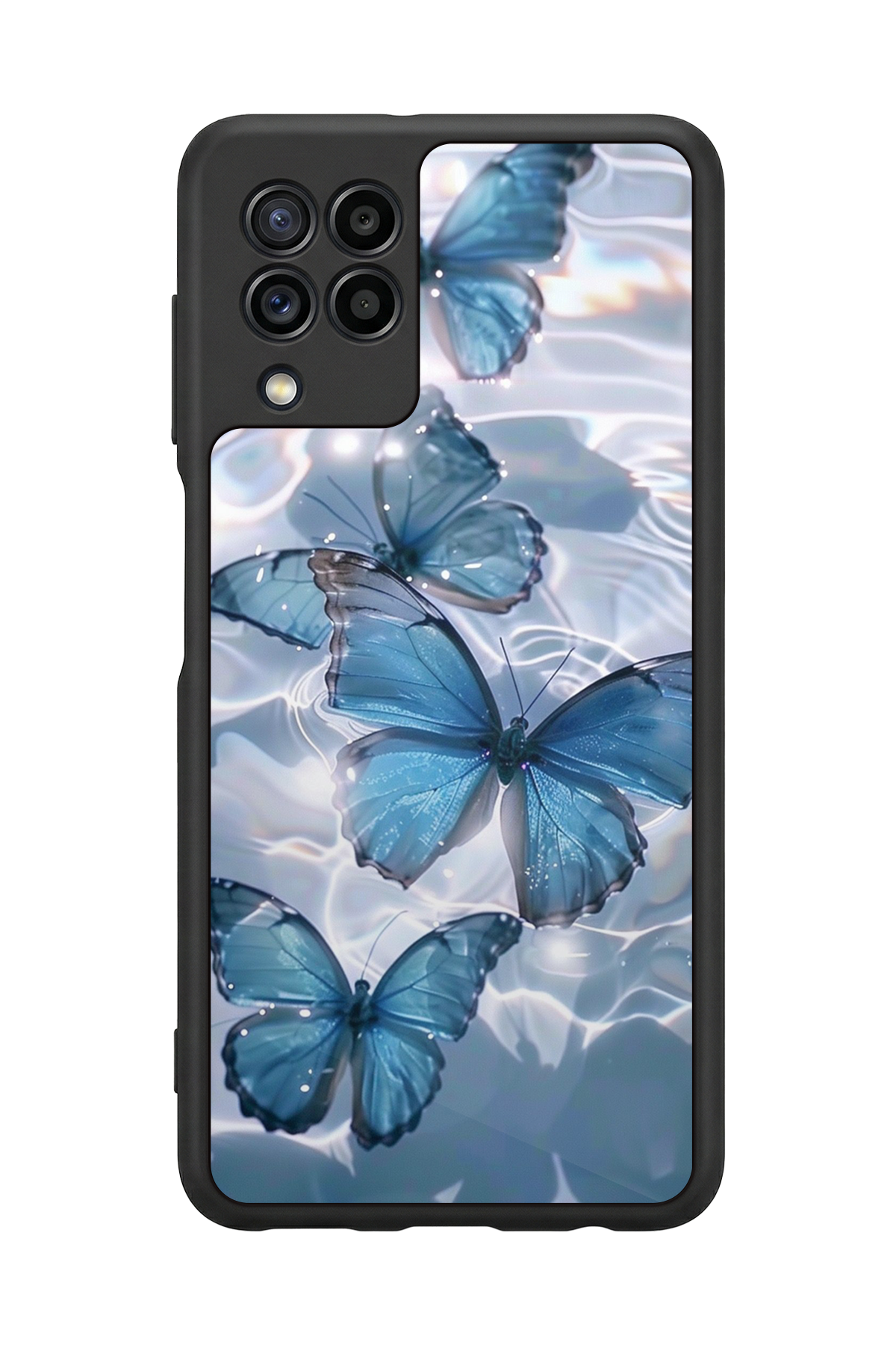 Samsung Galaxy M22 Uyumlu Kelebek Tasarımlı Glossy Premium Kılıf