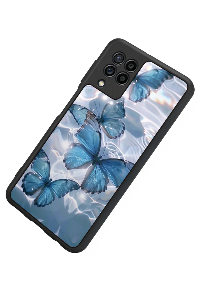 Samsung Galaxy M22 Uyumlu Kelebek Tasarımlı Glossy Premium Kılıf