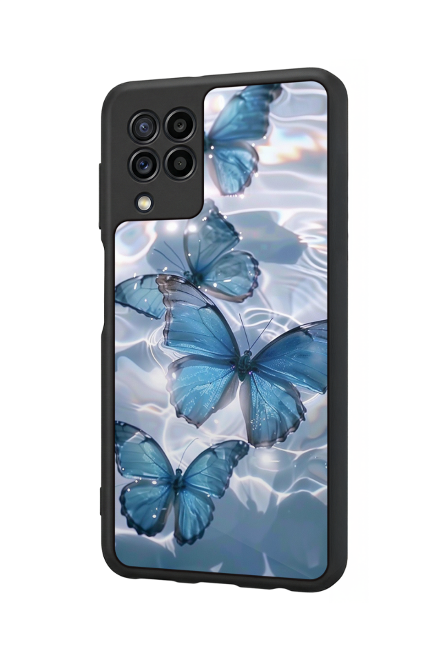 Samsung Galaxy M22 Uyumlu Kelebek Tasarımlı Glossy Premium Kılıf