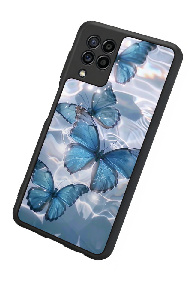 Samsung Galaxy M22 Uyumlu Kelebek Tasarımlı Glossy Premium Kılıf