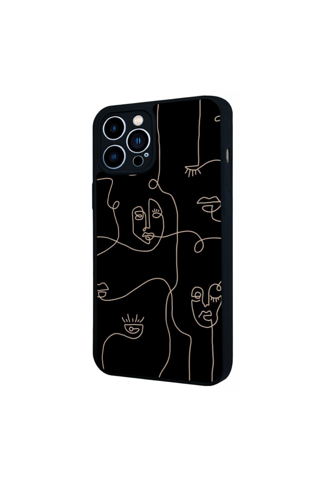 iPhone 12 Pro Max Uyumlu Line Art Tasarımlı Glossy Premium Kılıf
