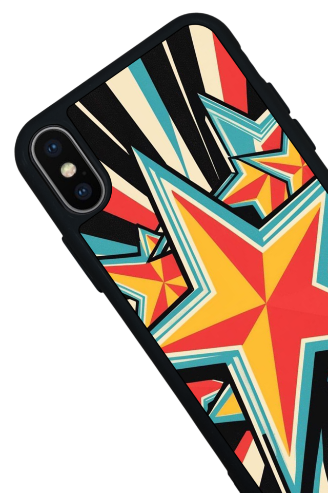 iPhone X/ XS Uyumlu Retro Yildizlar Tasarımlı Glossy Premium Kılıf