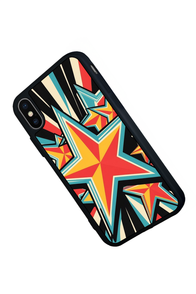 iPhone X/ XS Uyumlu Retro Yildizlar Tasarımlı Glossy Premium Kılıf