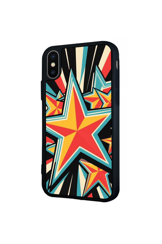 iPhone X/ XS Uyumlu Retro Yildizlar Tasarımlı Glossy Premium Kılıf