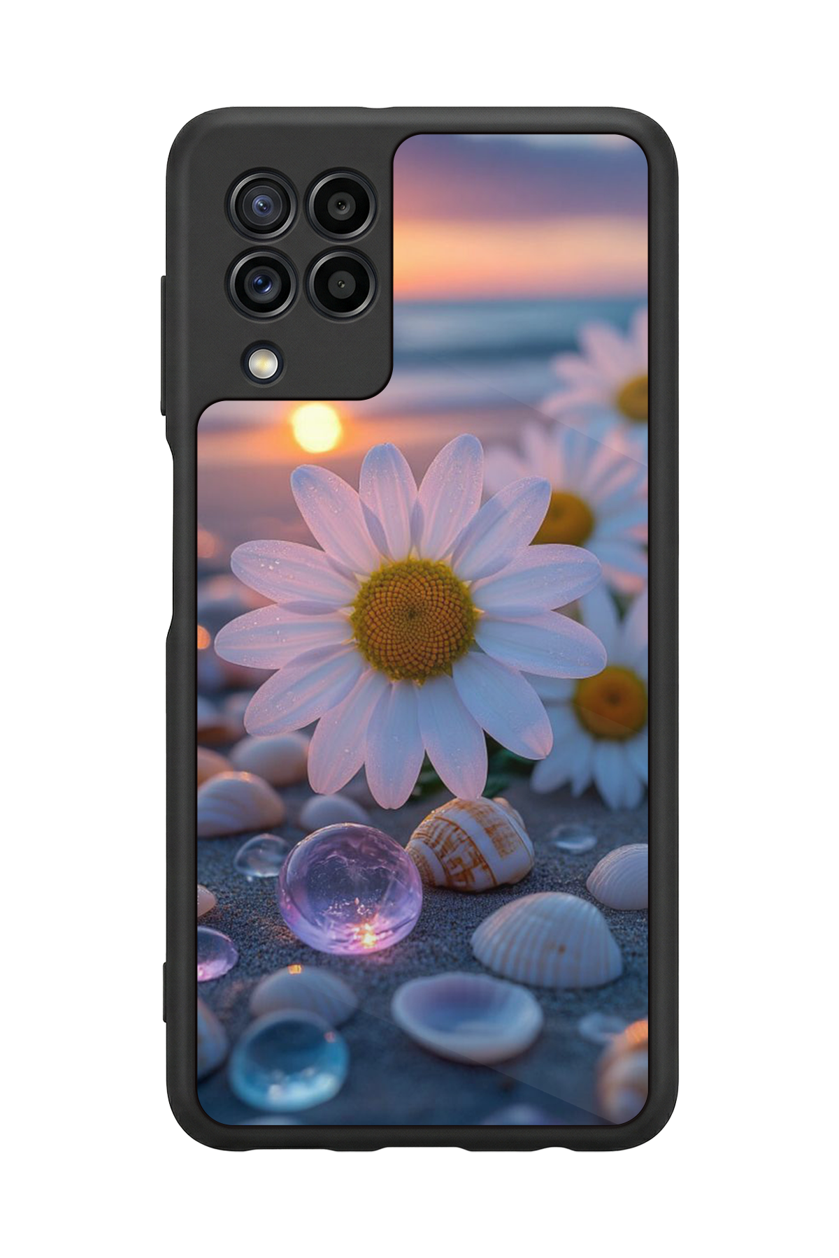 Samsung Galaxy M32 Uyumlu Cicek Tasarımlı Glossy Premium Kılıf