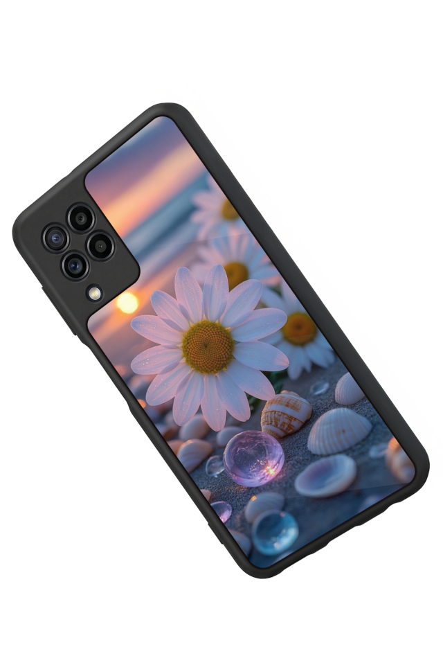 Samsung Galaxy M32 Uyumlu Cicek Tasarımlı Glossy Premium Kılıf