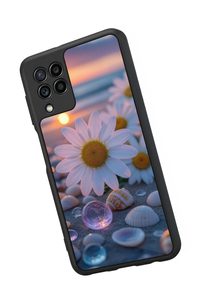 Samsung Galaxy M32 Uyumlu Cicek Tasarımlı Glossy Premium Kılıf