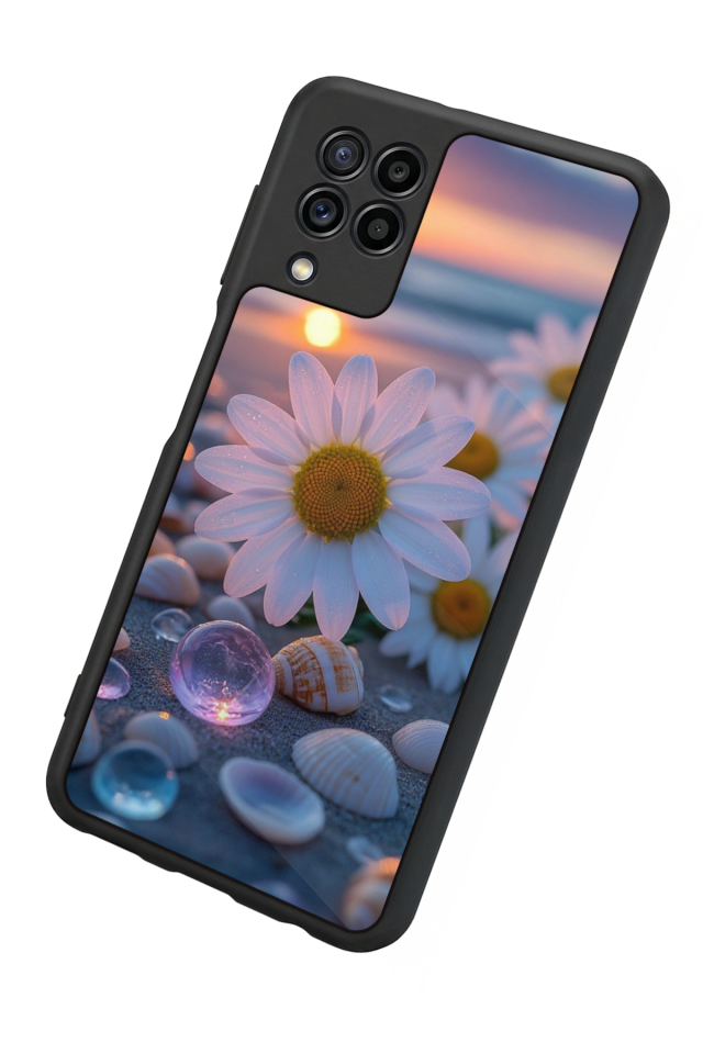 Samsung Galaxy M32 Uyumlu Cicek Tasarımlı Glossy Premium Kılıf