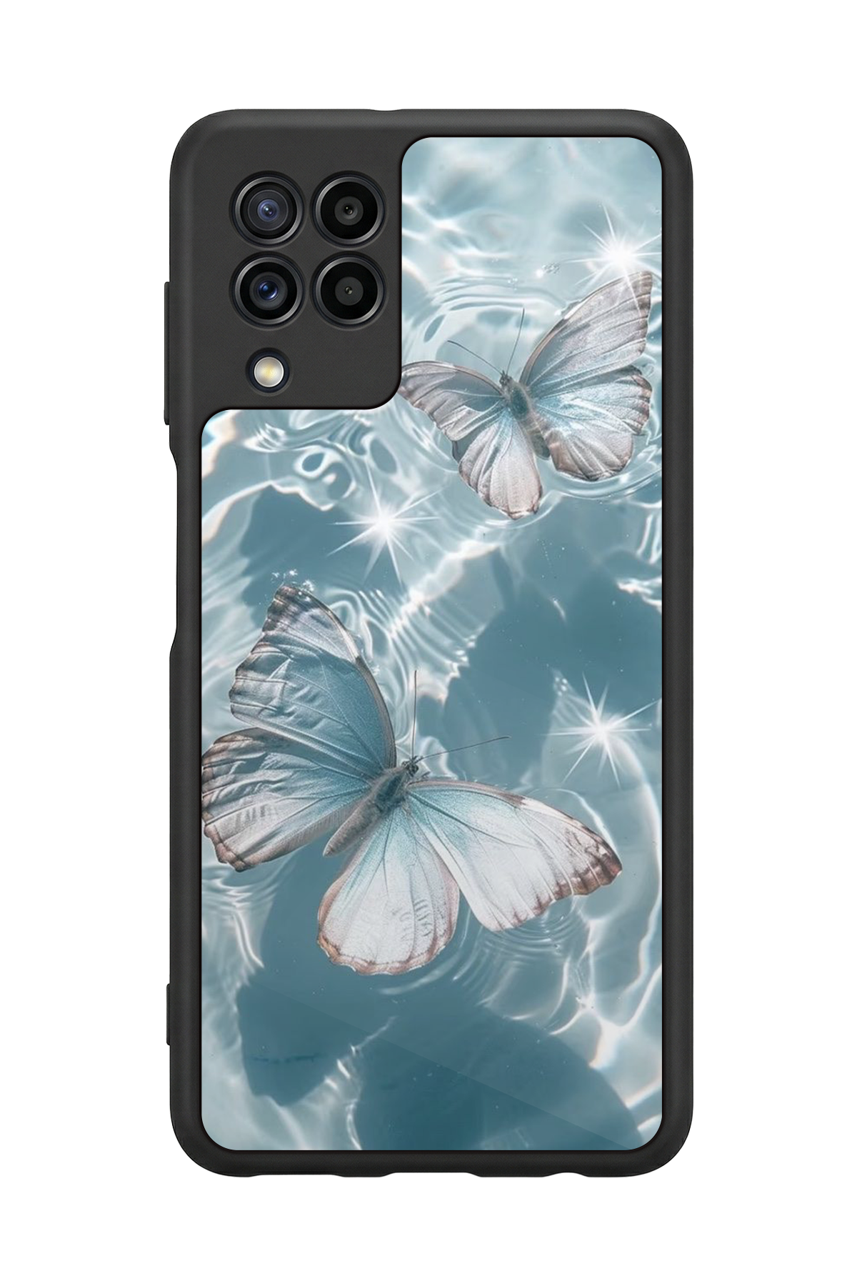 Samsung Galaxy M22 Uyumlu Kelebek Tasarımlı Glossy Premium Kılıf