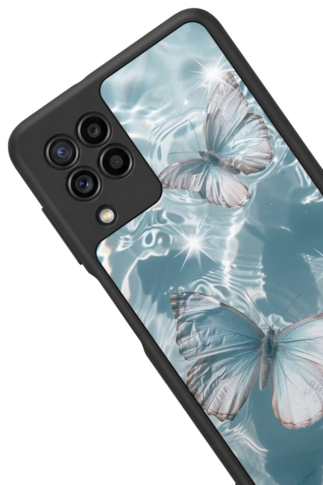 Samsung Galaxy M22 Uyumlu Kelebek Tasarımlı Glossy Premium Kılıf