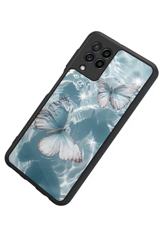 Samsung Galaxy M22 Uyumlu Kelebek Tasarımlı Glossy Premium Kılıf