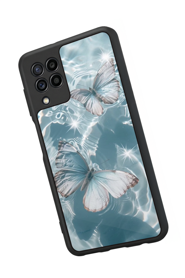 Samsung Galaxy M22 Uyumlu Kelebek Tasarımlı Glossy Premium Kılıf