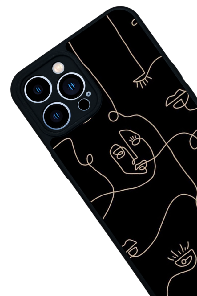 iPhone 12 Pro Max Uyumlu Line Art Tasarımlı Glossy Premium Kılıf
