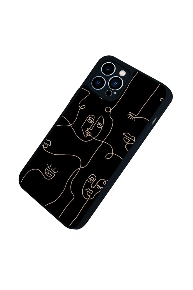 iPhone 12 Pro Max Uyumlu Line Art Tasarımlı Glossy Premium Kılıf