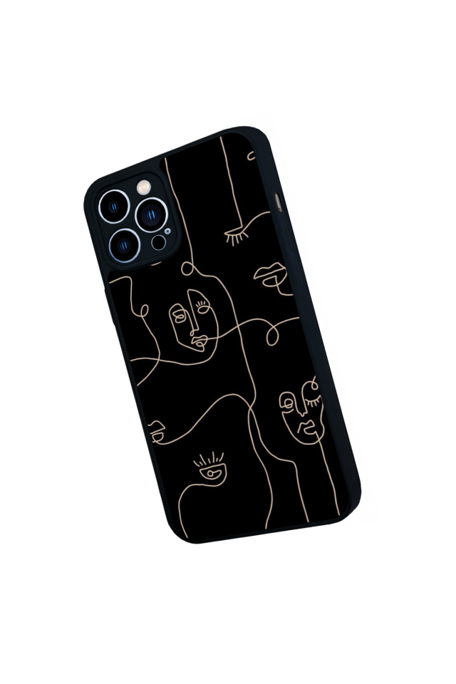 iPhone 12 Pro Max Uyumlu Line Art Tasarımlı Glossy Premium Kılıf