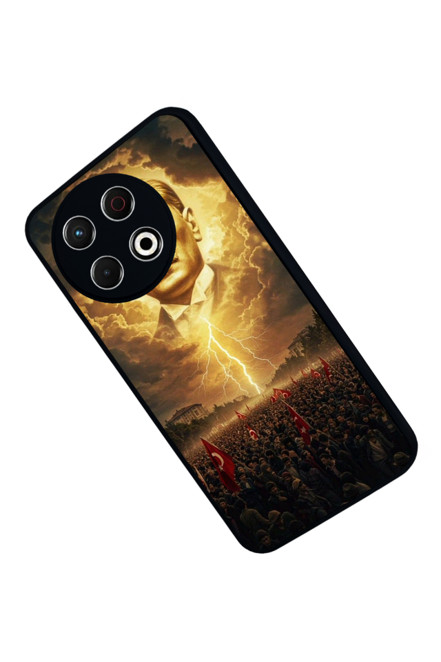 Tecno Spark 30 Pro Uyumlu Mustafa Kemal Ataturk Tasarımlı Glossy Premium Kılıf