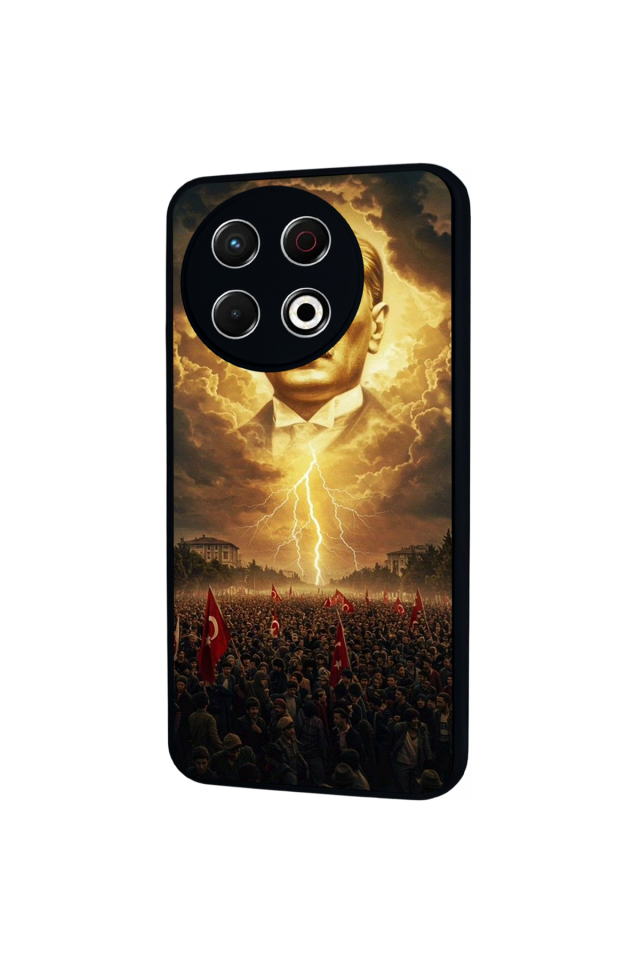 Tecno Spark 30 Pro Uyumlu Mustafa Kemal Ataturk Tasarımlı Glossy Premium Kılıf