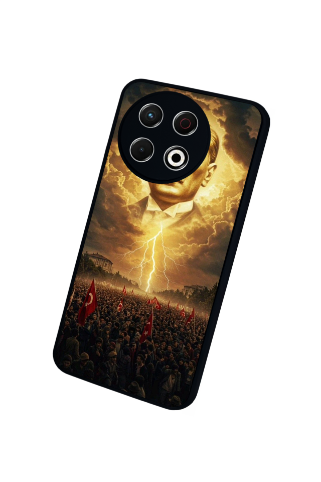 Tecno Spark 30 Pro Uyumlu Mustafa Kemal Ataturk Tasarımlı Glossy Premium Kılıf