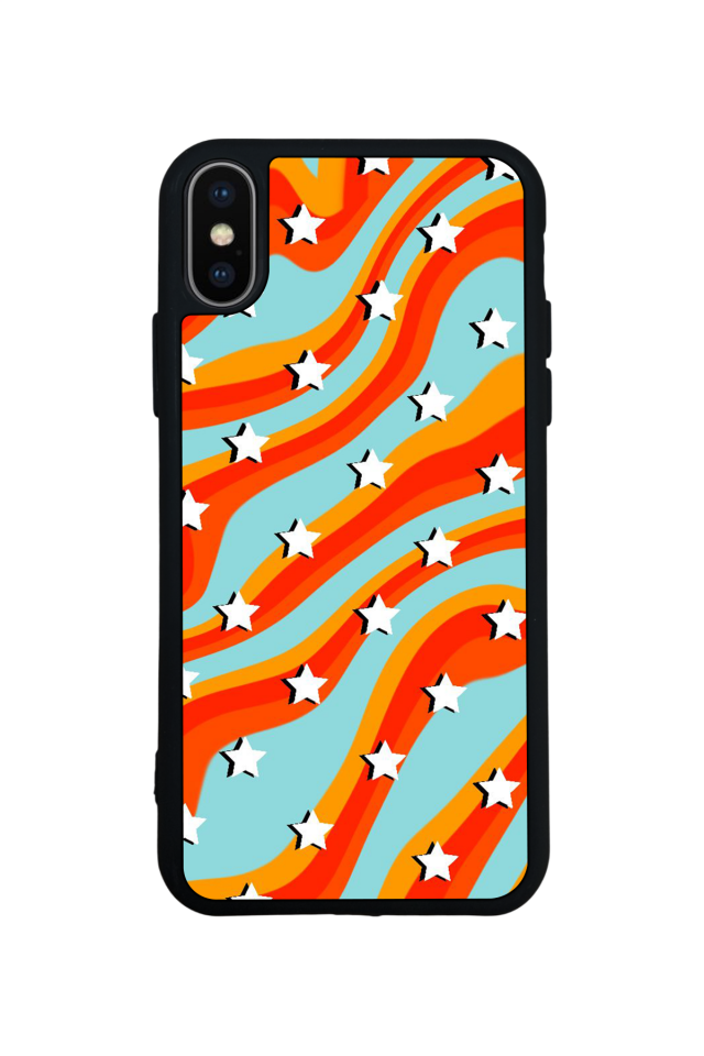 iPhone X/ XS Uyumlu Retro Yildizlar Tasarımlı Glossy Premium Kılıf