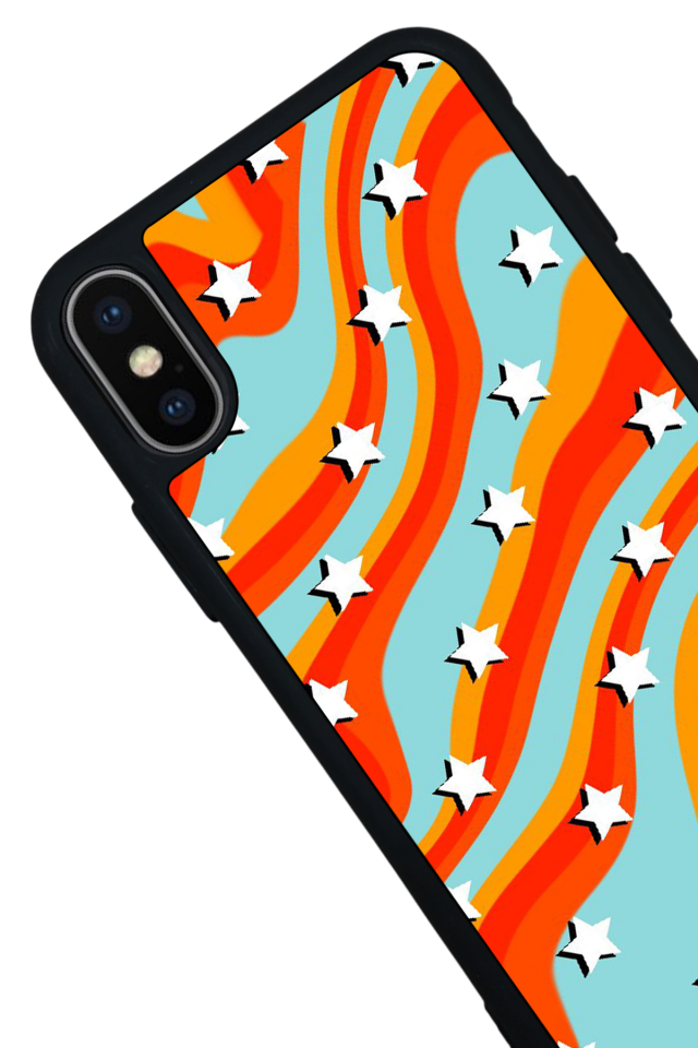 iPhone X/ XS Uyumlu Retro Yildizlar Tasarımlı Glossy Premium Kılıf
