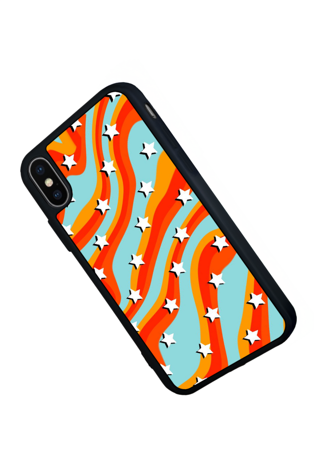 iPhone X/ XS Uyumlu Retro Yildizlar Tasarımlı Glossy Premium Kılıf