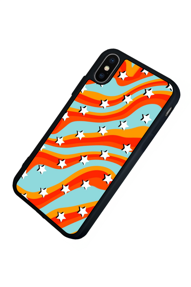 iPhone X/ XS Uyumlu Retro Yildizlar Tasarımlı Glossy Premium Kılıf