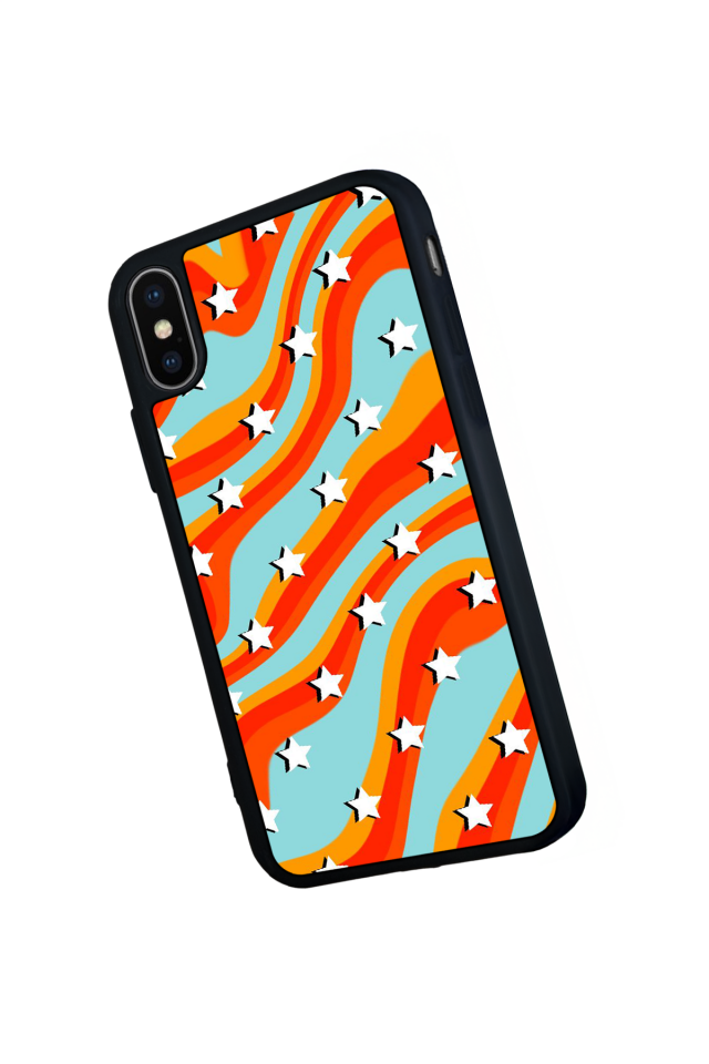iPhone X/ XS Uyumlu Retro Yildizlar Tasarımlı Glossy Premium Kılıf