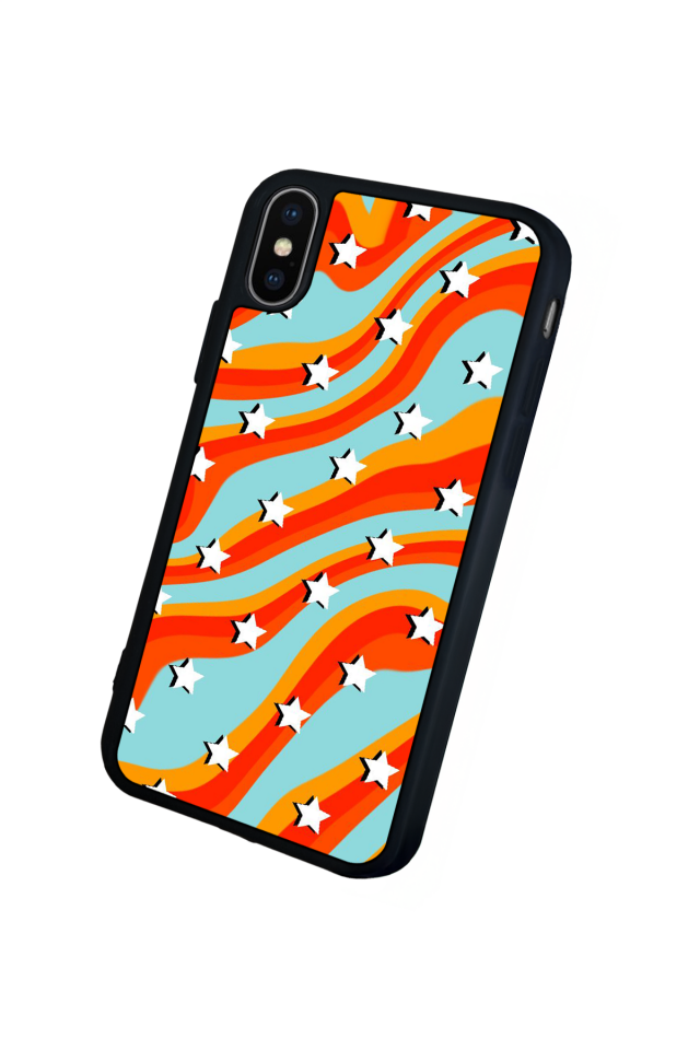 iPhone X/ XS Uyumlu Retro Yildizlar Tasarımlı Glossy Premium Kılıf
