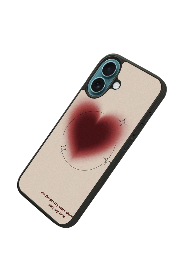 iPhone 16 Uyumlu Kalp Love Tasarımlı Glossy Premium Kılıf