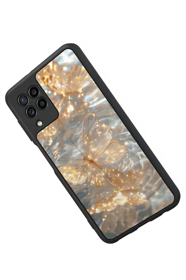 Samsung Galaxy M22 Uyumlu Kelebek Tasarımlı Glossy Premium Kılıf