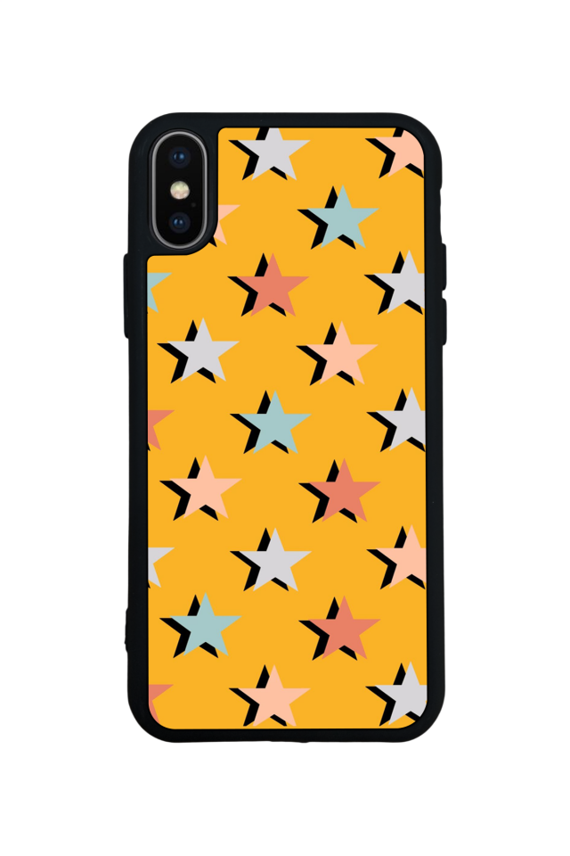 iPhone X/ XS Uyumlu Retro Yildizlar Tasarımlı Glossy Premium Kılıf