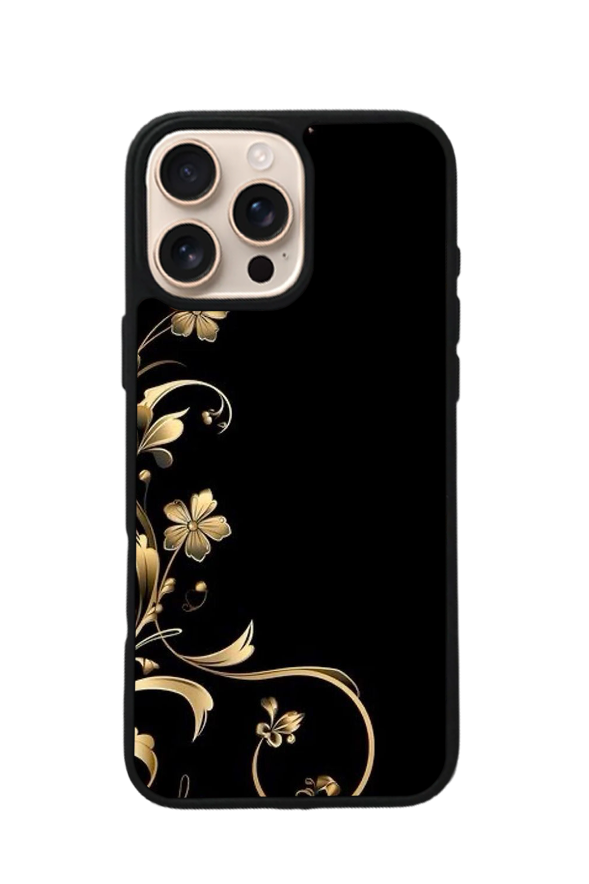 iPhone 14 Pro Max Uyumlu Yaldizli Cicek Tasarımlı Glossy Premium Kılıf