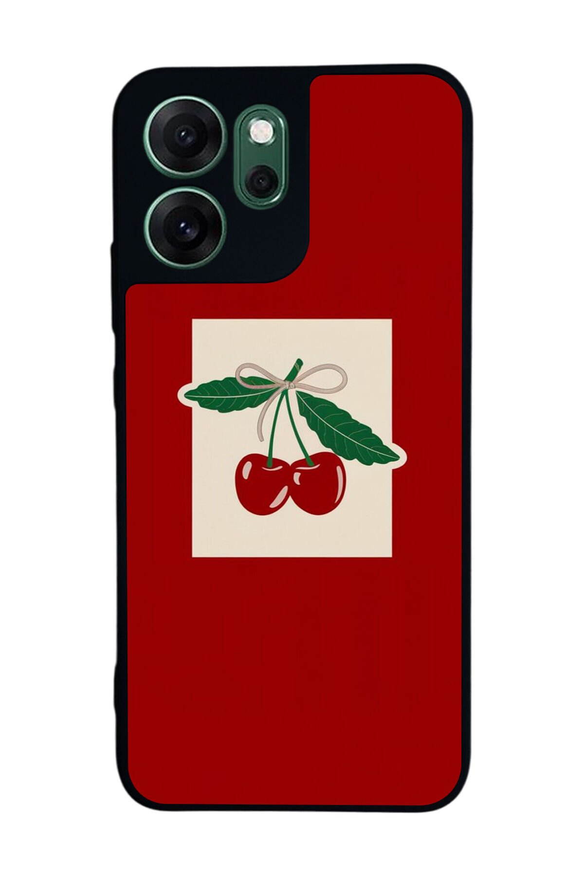Oppo Reno 14F Uyumlu Kiraz Tasarımlı Glossy Premium Kılıf
