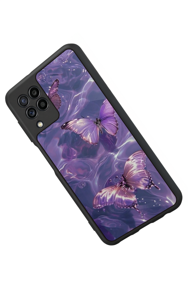 Samsung Galaxy M22 Uyumlu Kelebek Tasarımlı Glossy Premium Kılıf