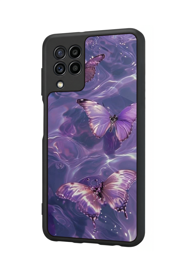Samsung Galaxy M22 Uyumlu Kelebek Tasarımlı Glossy Premium Kılıf