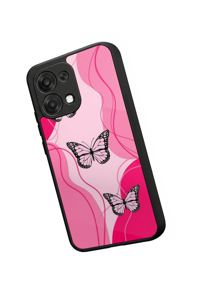 Oppo A6 Pro Uyumlu Kelebek Tasarımlı Glossy Premium Kılıf