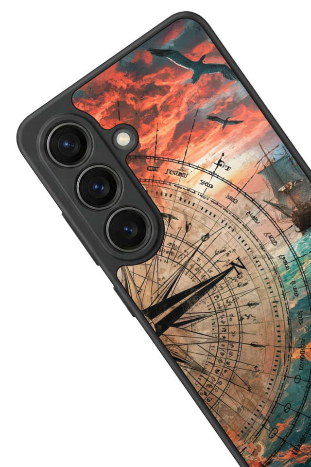 Samsung Galaxy S26 Uyumlu Pusula Tasarımlı Glossy Premium Kılıf