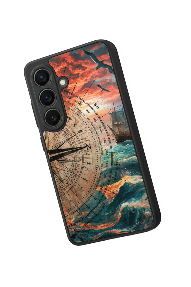 Samsung Galaxy S26 Uyumlu Pusula Tasarımlı Glossy Premium Kılıf