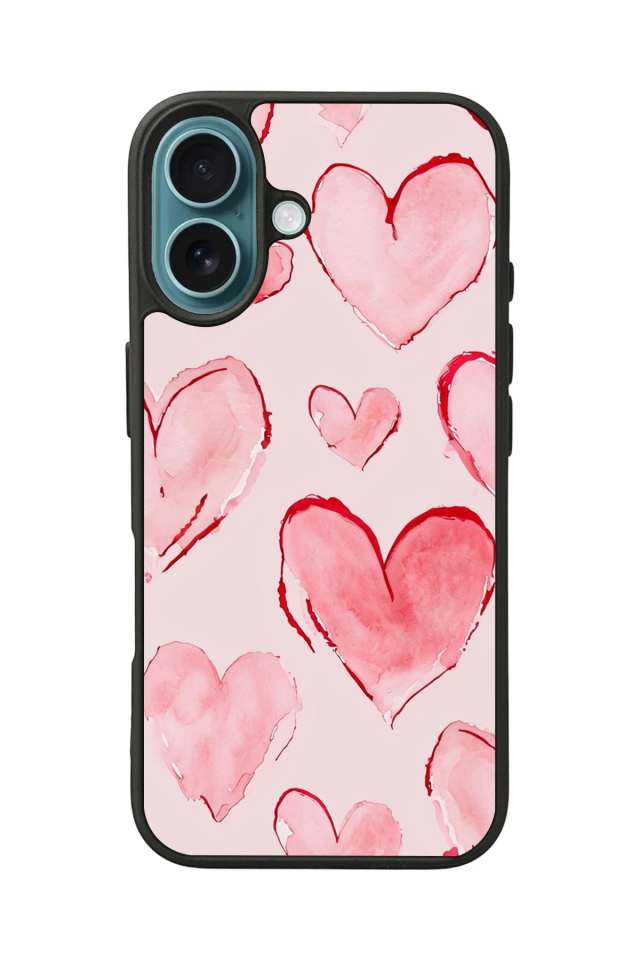 iPhone 16 Uyumlu Kalp Love Tasarımlı Glossy Premium Kılıf