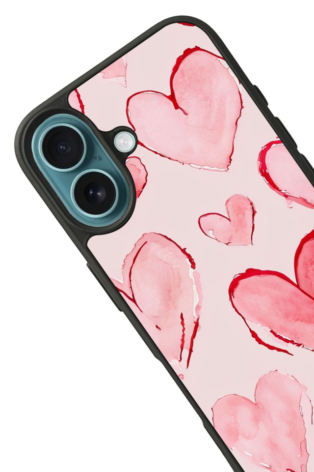 iPhone 16 Uyumlu Kalp Love Tasarımlı Glossy Premium Kılıf