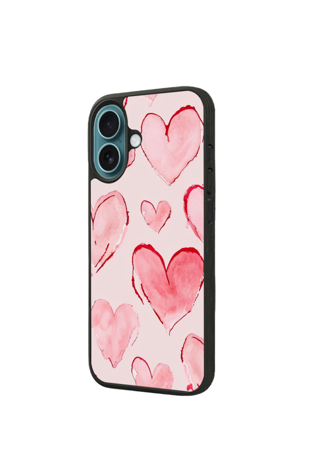 iPhone 16 Uyumlu Kalp Love Tasarımlı Glossy Premium Kılıf