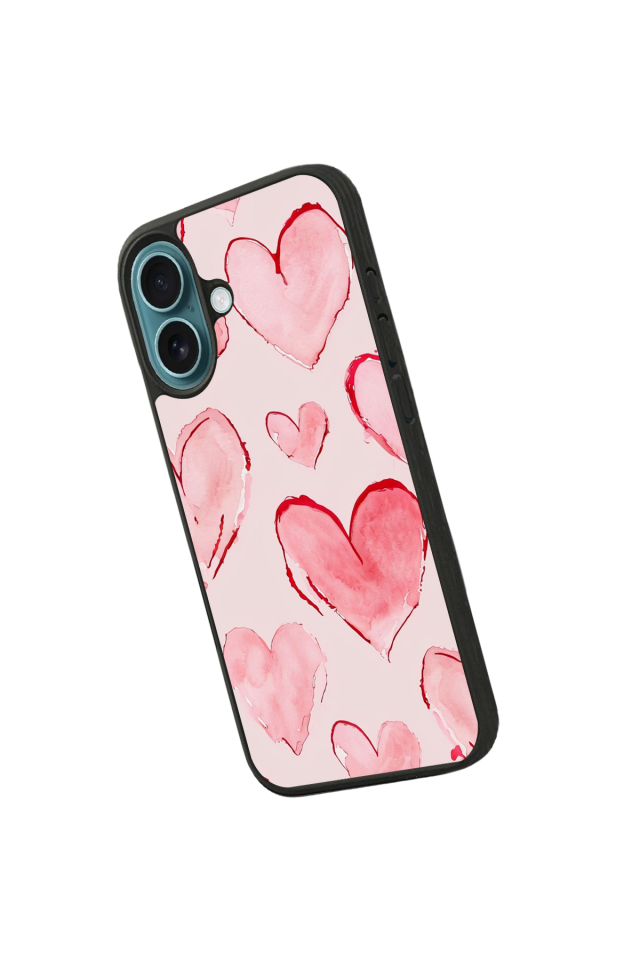iPhone 16 Uyumlu Kalp Love Tasarımlı Glossy Premium Kılıf