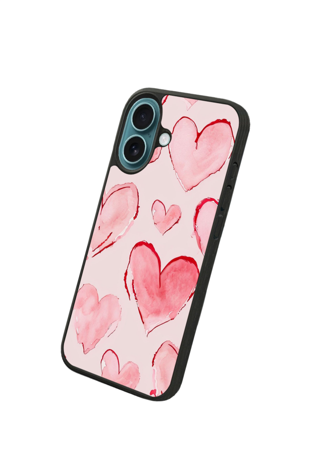 iPhone 16 Uyumlu Kalp Love Tasarımlı Glossy Premium Kılıf